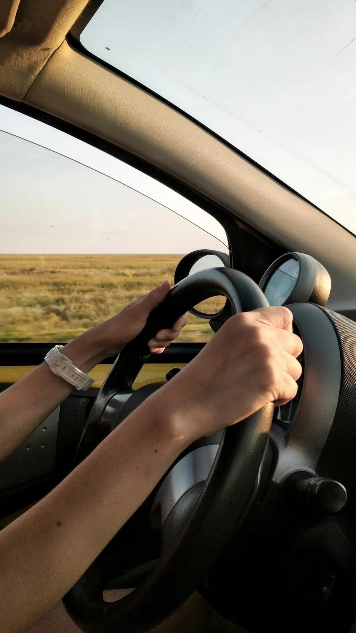 A Tennessee driver at the wheel on an open road