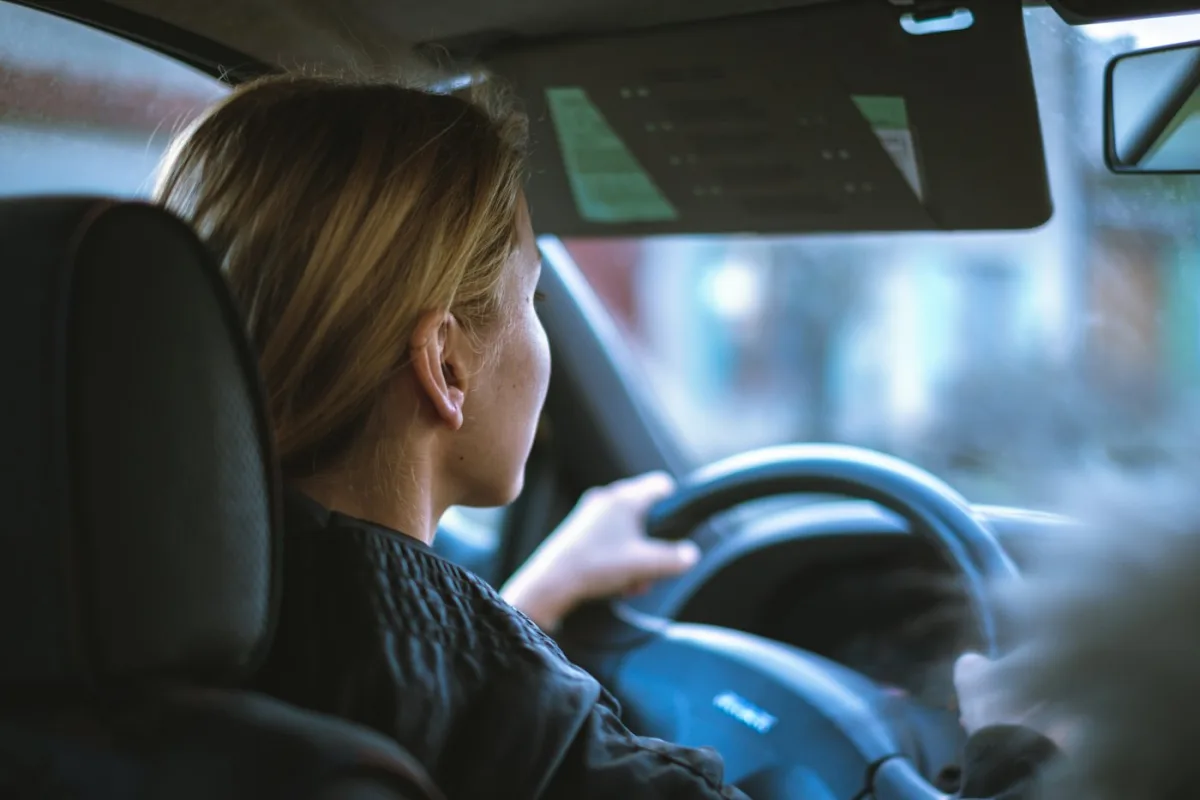 An Alaska student at the wheel during a driving lesson