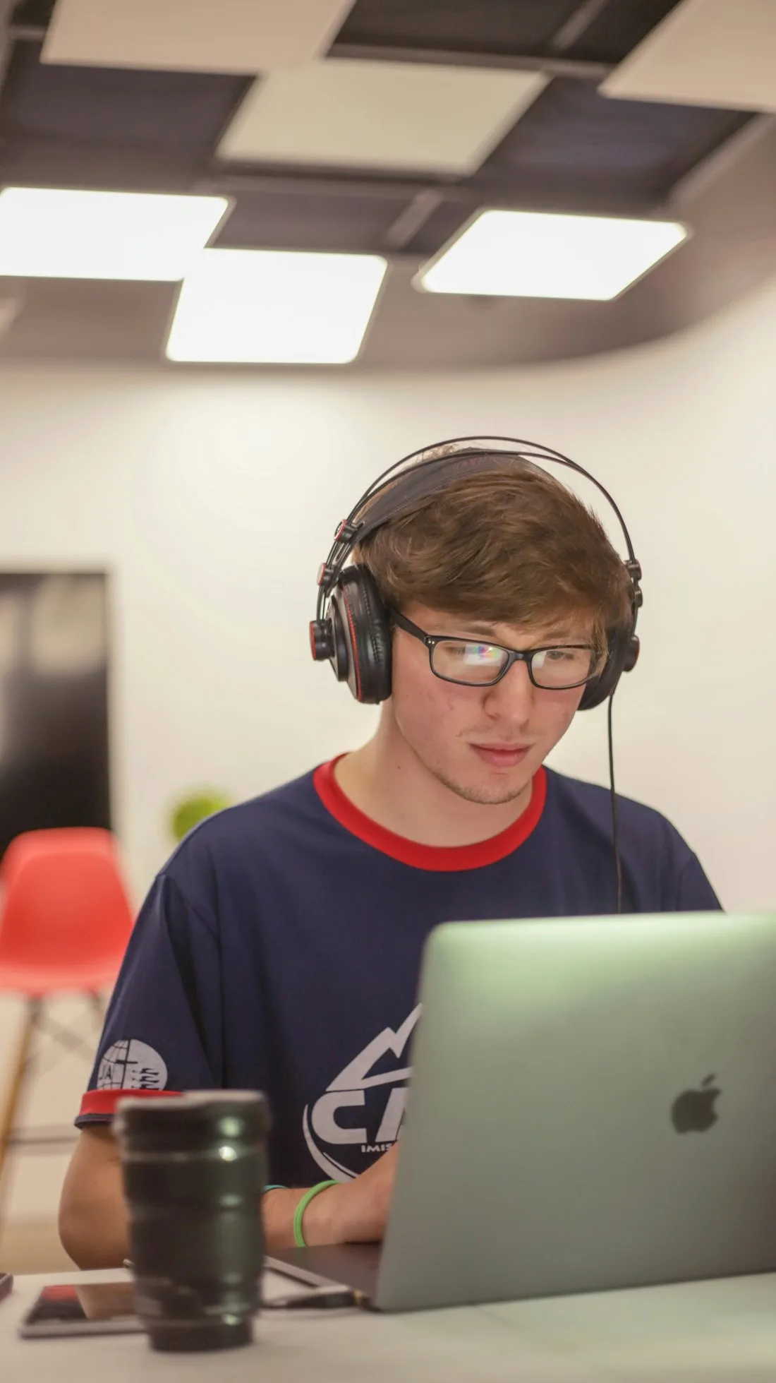 A student working on the online course